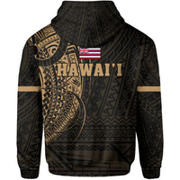 Polynesian Kakau Kanaka Flag of Hawaii Zip Hoodie Gold - Polynesian Pride