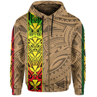 Polynesian Kanaka Flag Kanaka Maoli Hawaii Zip Hoodie Gold - Polynesian Pride