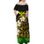 Hawaii Off Shoulder Dress - Banana Leaf With Plumeria Flowers Gold - LT12 - Polynesian Pride