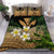 (Custom) Kanaka Maoli (Hawaiian) Quilt Bed Set, Polynesian Plumeria Banana Leaves Gold Personal Signature - Polynesian Pride