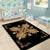 Hawaiian Quilt Maui Plant And Hibiscus Pattern Area Rug - Gold Black - AH - Polynesian Pride