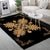 Hawaiian Quilt Maui Plant And Hibiscus Pattern Area Rug - Gold Black - AH - Polynesian Pride