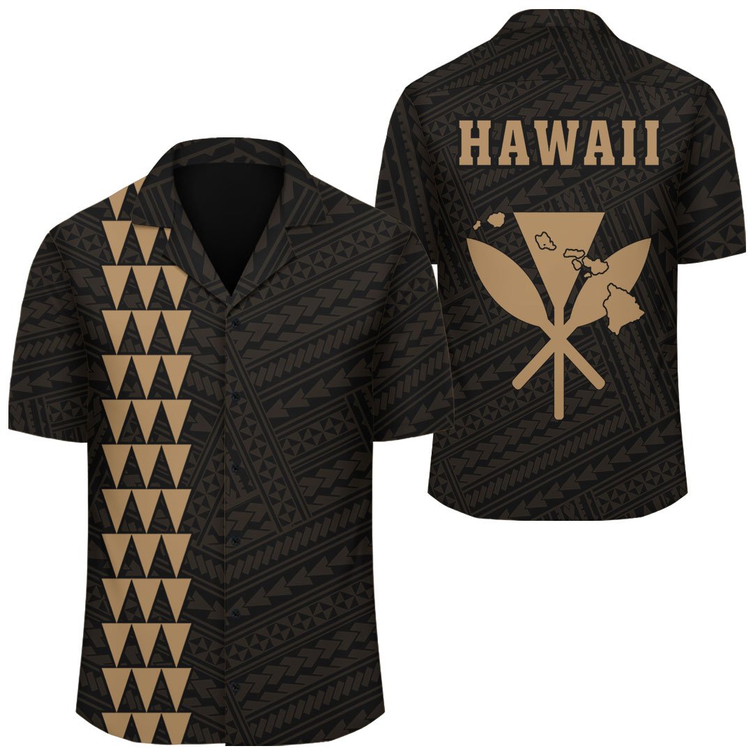 Kakau Polynesian Kanaka Map Hawaii Shirt - Gold Unisex Gold - Polynesian Pride