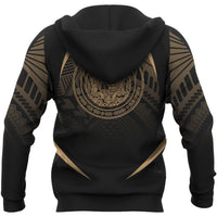 Hawaii Polynesian Zipper Hoodie Gold The Face Style - Polynesian Pride