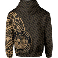 Hawaii Polynesian Zipper Hoodie Gold Emboss Style - Polynesian Pride