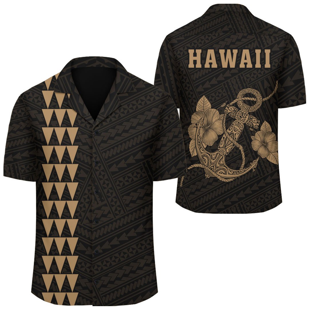 Kakau Polynesian Anchor Hawaii Shirt - Gold Unisex Gold - Polynesian Pride