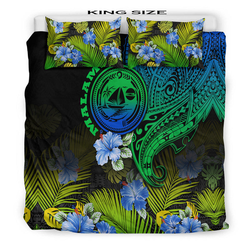 Vanuatu Malampa Province Bedding Set Hibiscus Tribal Polynesian Tattoo Ver Gradient LT9 - Polynesian Pride