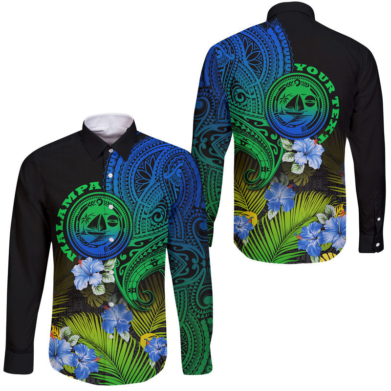 (Custom Personalised) Vanuatu Malampa Province Hawaii Long Sleeve Button Shirt Hibiscus Tribal Polynesian Tattoo Ver Gradient LT9 Unisex Gradient - Polynesian Pride