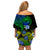 Vanuatu Malampa Province Women Off Shoulder Short Dress Hibiscus Tribal Polynesian Tattoo Ver Gradient LT9 - Polynesian Pride