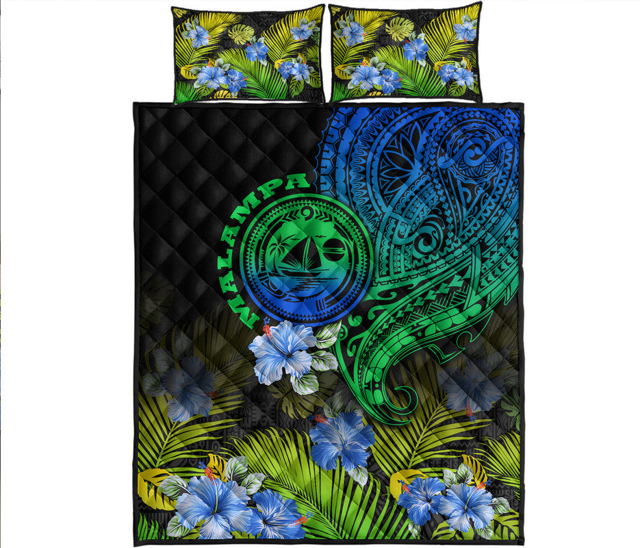 Vanuatu Malampa Province Quilt Bed Set Hibiscus Tribal Polynesian Tattoo Ver Gradient LT9 Gradient - Polynesian Pride