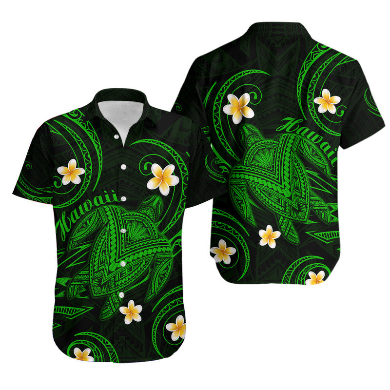 Hawaiian Turtle Plumeria Mixed Polynesian Hawaiian Shirt Green Style LT9 Unisex Green - Polynesian Pride