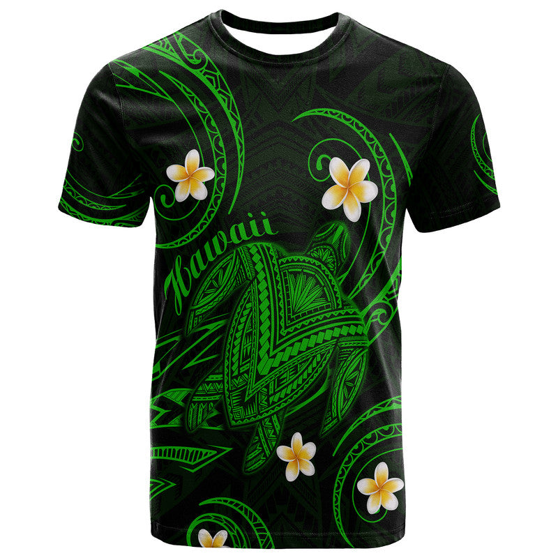 Hawaii T Shirt Hawaiian Turtle Plumeria Mixed Polynesian Green Style LT9 Adult Green - Polynesian Pride