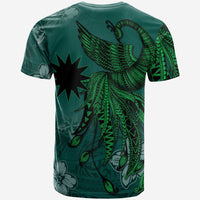 Nauru Custom T Shirt Polynesian Phoenix Bird, Fairytales Bird Green - Polynesian Pride
