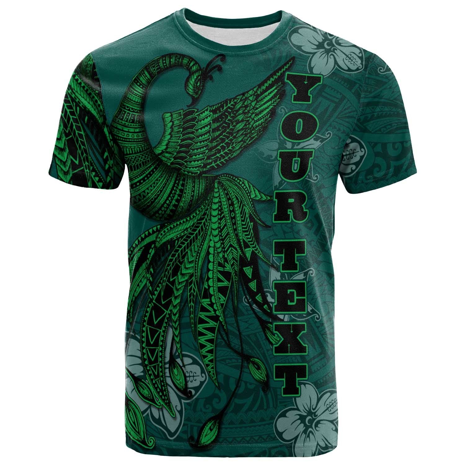 Niue Custom T Shirt Polynesian Phoenix Bird, Fairytales Bird Green Unisex Green - Polynesian Pride