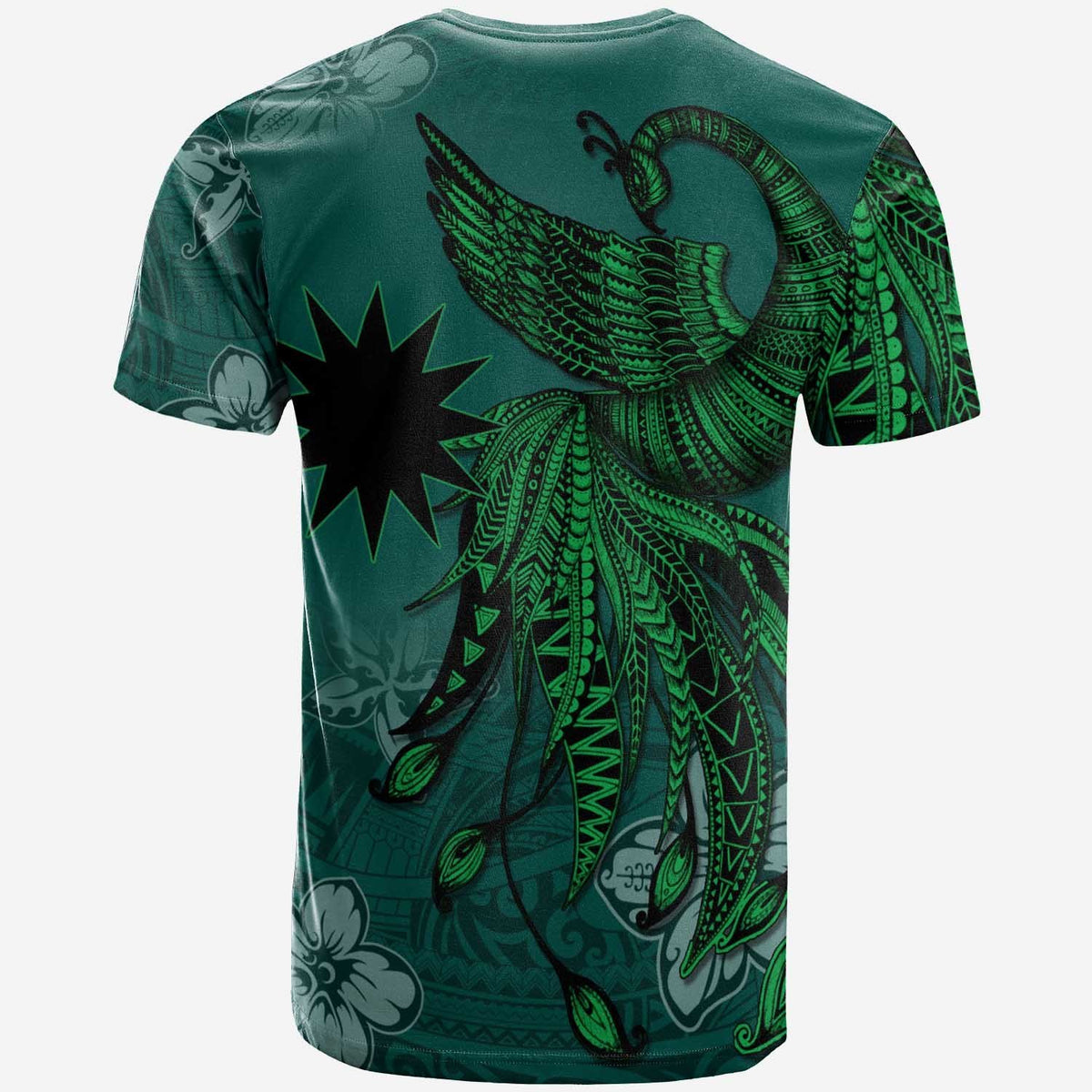 Nauru T Shirt Polynesian Phoenix Bird, Fairytales Bird Green - Polynesian Pride