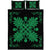 Hawaiian Quilt Maui Plant And Hibiscus Pattern Quilt Bed Set - Green Black - AH Green - Polynesian Pride