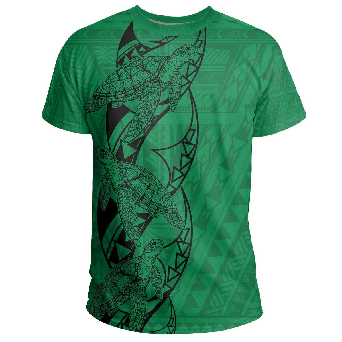 Turtle Polynesian Map T Shirt Green - Polynesian Pride