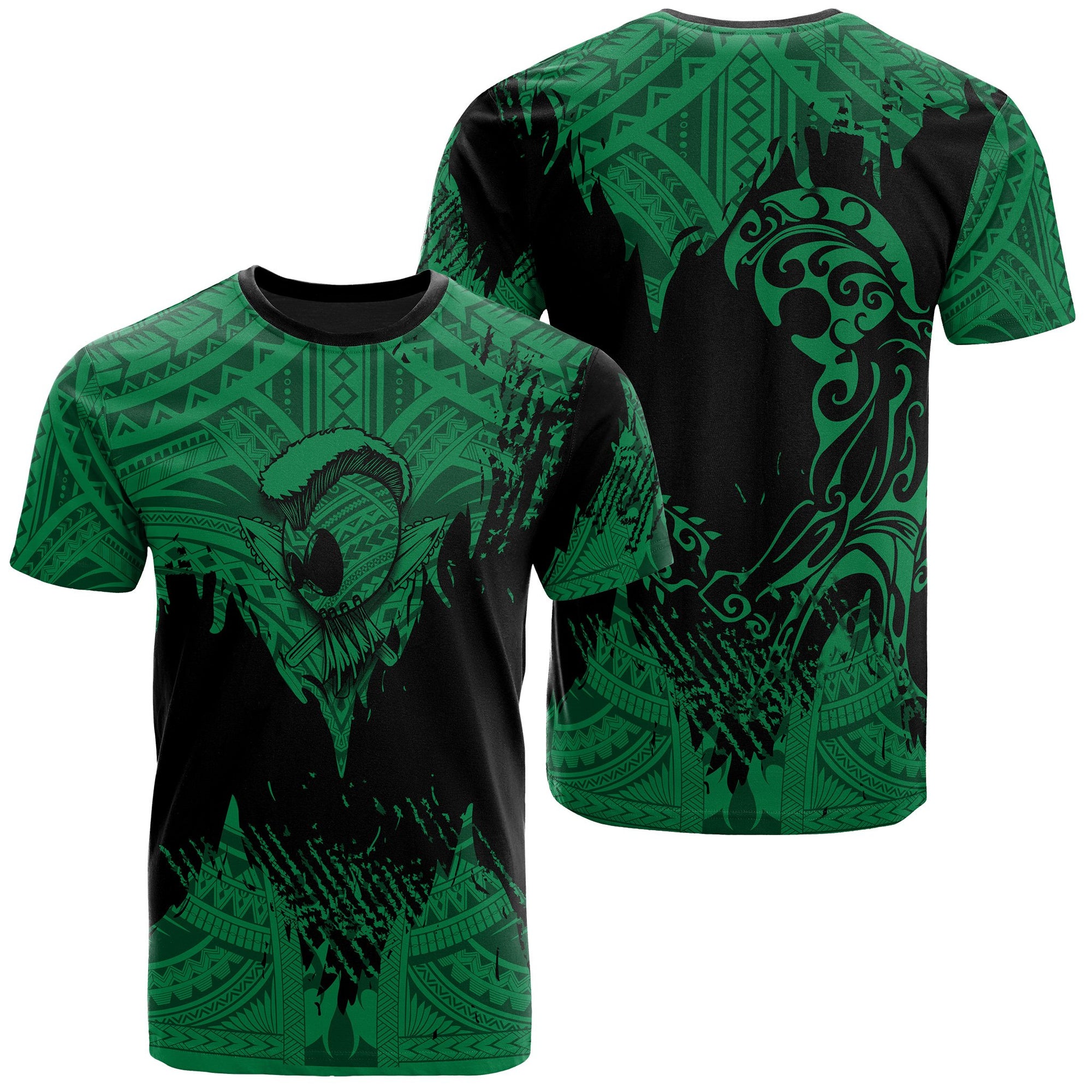 Hawaii Polynesian Warrior Ikaika T Shirt Benjamin Style Green Unisex Green - Polynesian Pride