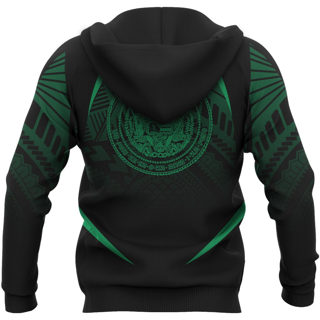 Hawaii Polynesian Zipper Hoodie Green The Face Style - Polynesian Pride
