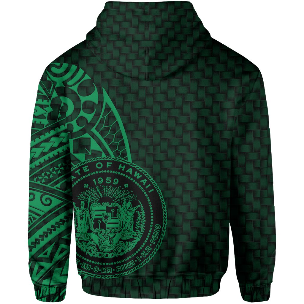 Hawaii Polynesian Zipper Hoodie Green Emboss Style - Polynesian Pride
