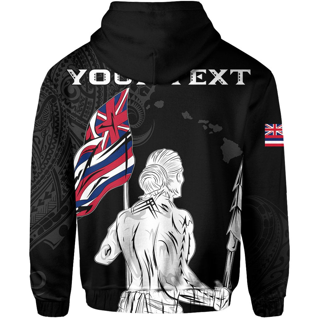 Personalized Hawaii Map Polynesian Warrior Ikaika Hoodie William Style Grey - Polynesian Pride