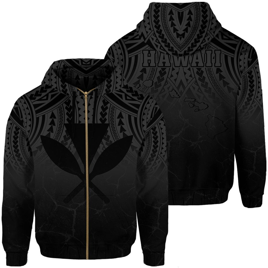 Hawaii Polynesian Kanaka Map Eruption Hoodie Zip Roman Style Grey Unisex Grey - Polynesian Pride