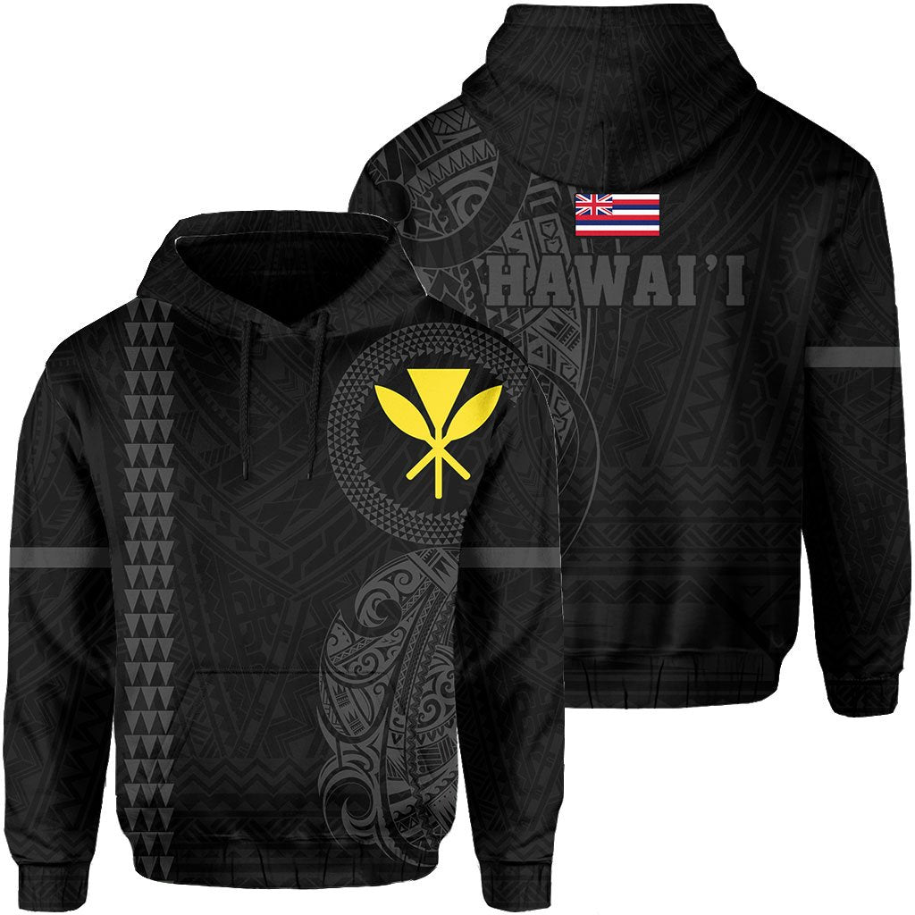 Polynesian Kakau Kanaka Flag of Hawaii Hoodie Grey Unisex Grey - Polynesian Pride