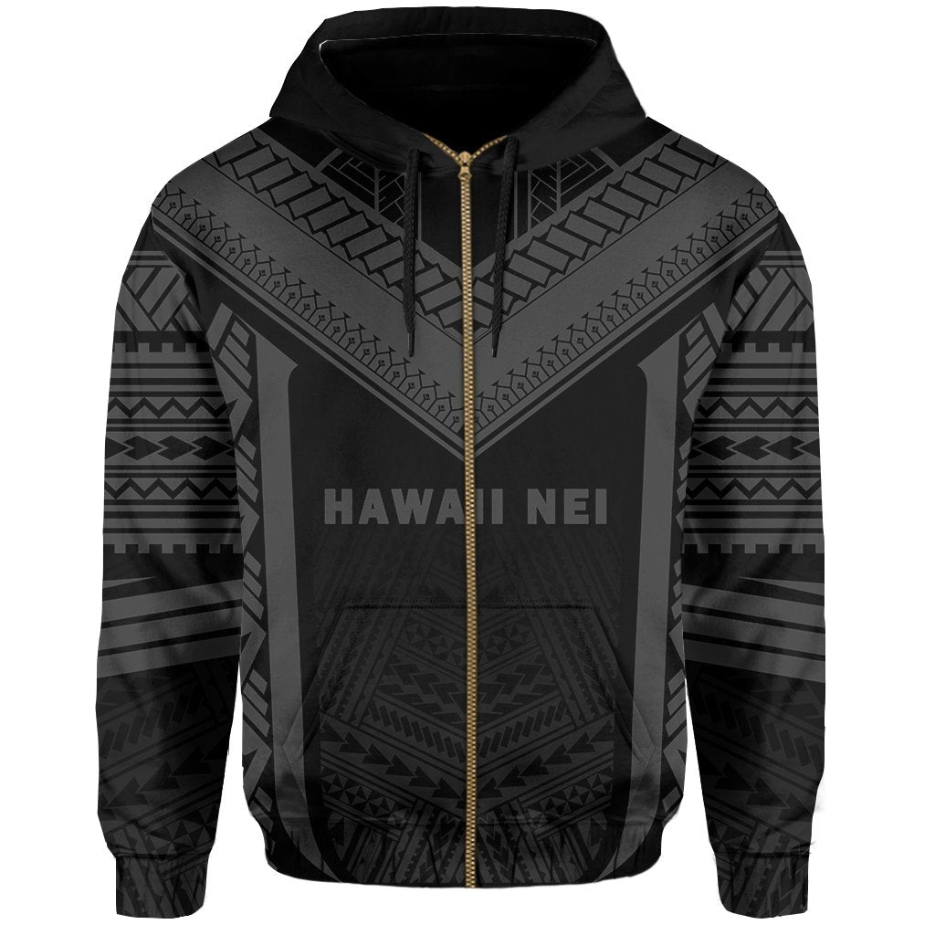 Hawaii Kanaka Polynesian Zip up Hoodie Active Grey - Polynesian Pride