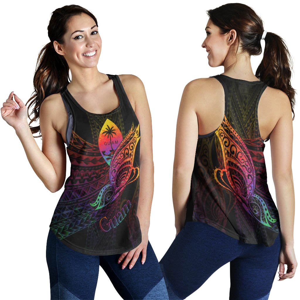Guam Women's Racerback Tank - Butterfly Polynesian Style - Polynesian Pride