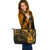 Guam Leather Tote - Gold Color Cross Style - Polynesian Pride