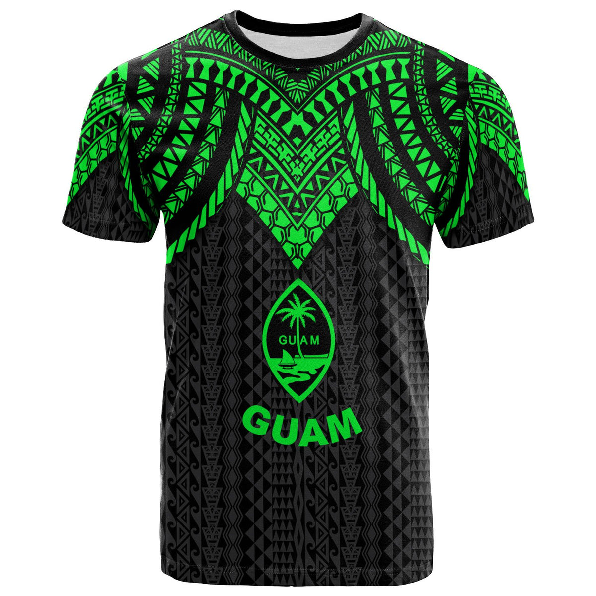 Guam T Shirt Polynesian Armor Style Green Unisex Art - Polynesian Pride