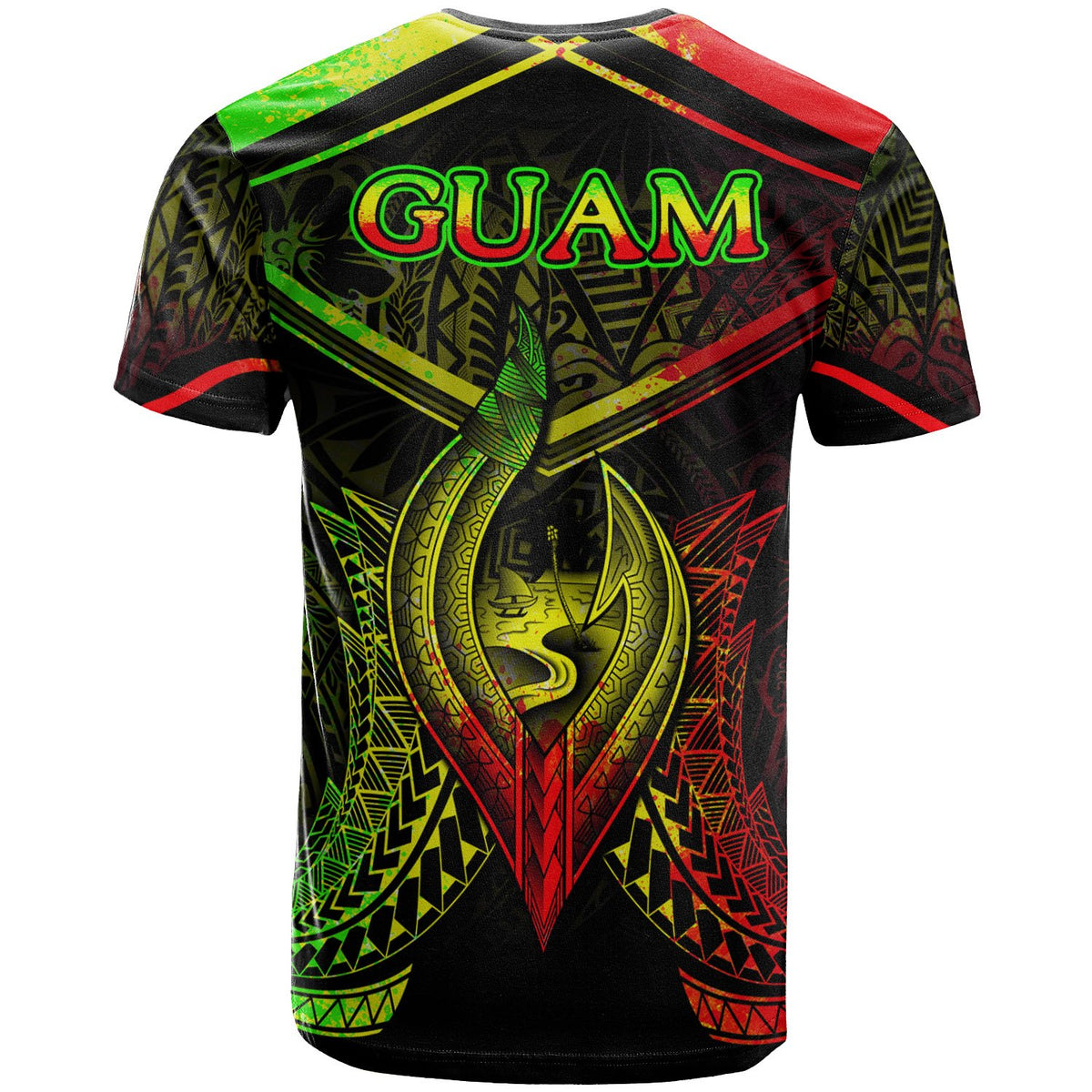 Guam T Shirt Guam Seal With Line Style Reggage Version - Polynesian Pride
