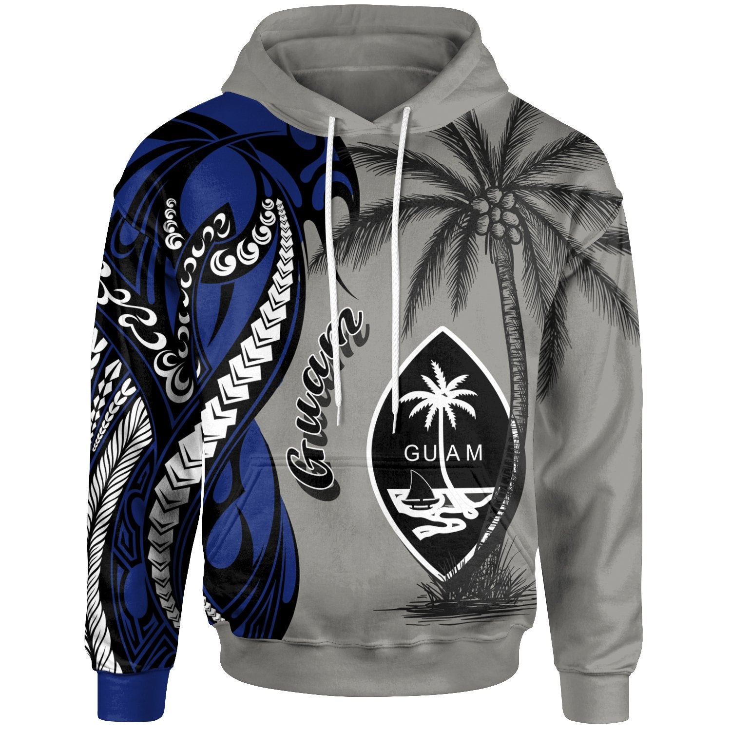 Guam Hoodie Classical Coconut Tree Unisex Gray - Polynesian Pride