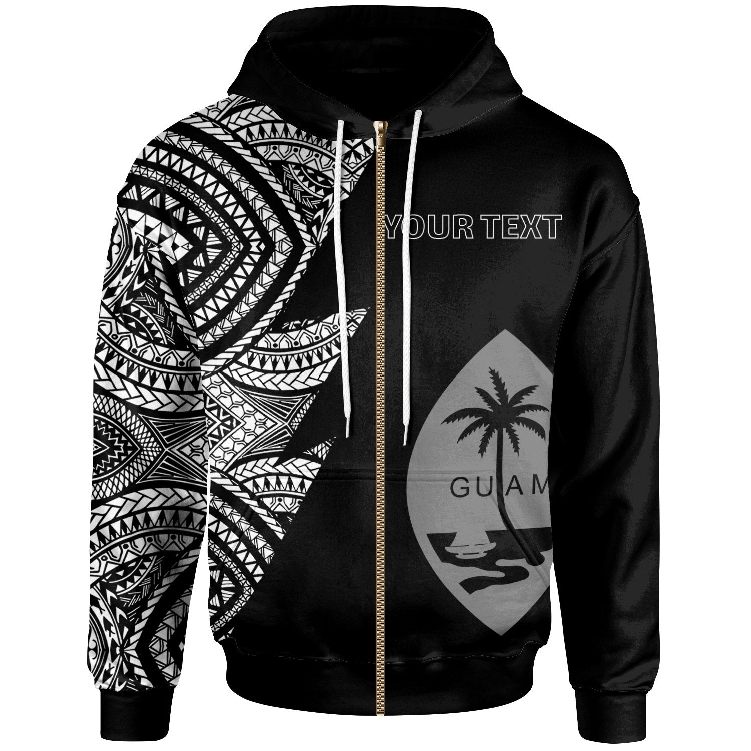 Guam Custom Personalized Zip up Hoodie Flash Style White Unisex White - Polynesian Pride