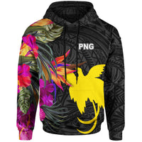 Papua New Guinea Hoodie Hibiscus Polynesian Pattern Unisex Black - Polynesian Pride
