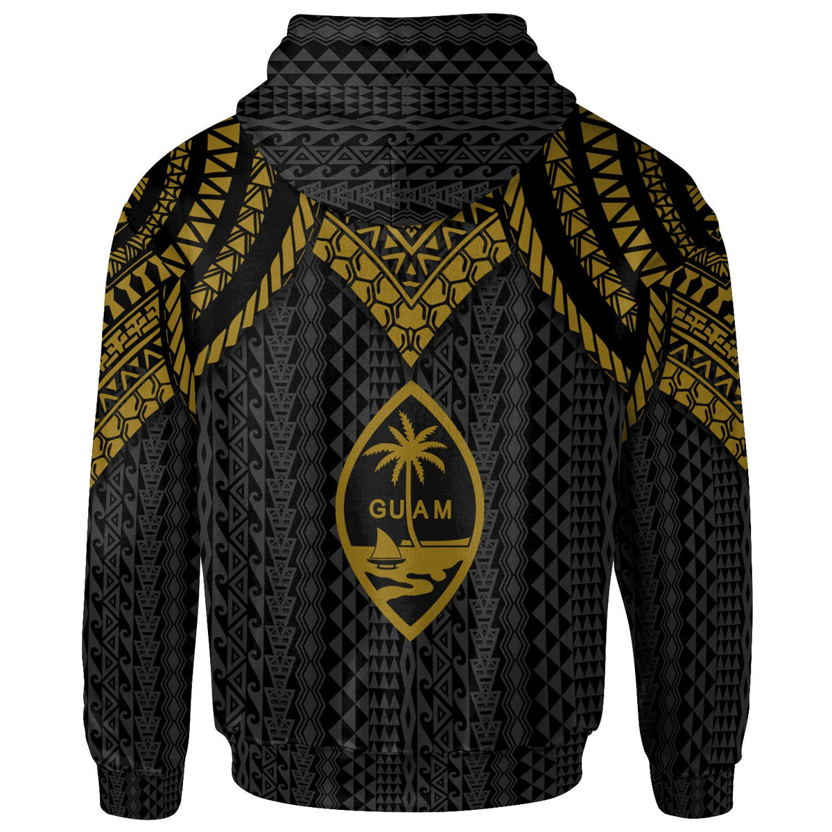 Guam Custom Hoodie Polynesian Armor Style Gold - Polynesian Pride