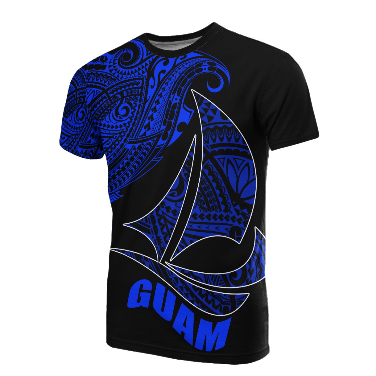 Guam T Shirt Sail Boat Blue Style Unisex Blue - Polynesian Pride
