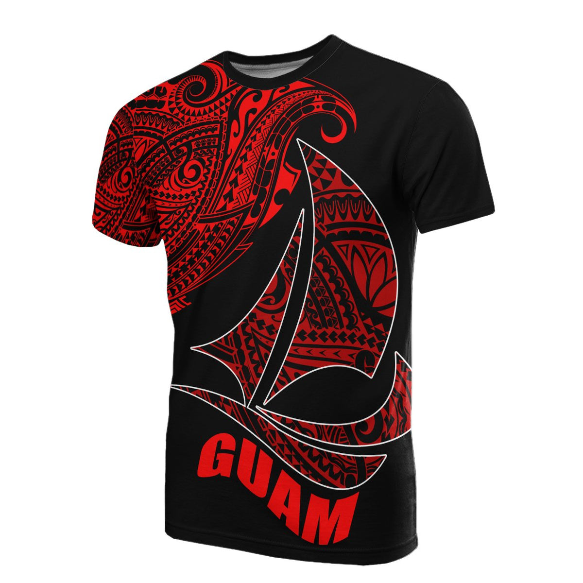 Guam T Shirt Sail Boat Red Style Unisex Red - Polynesian Pride