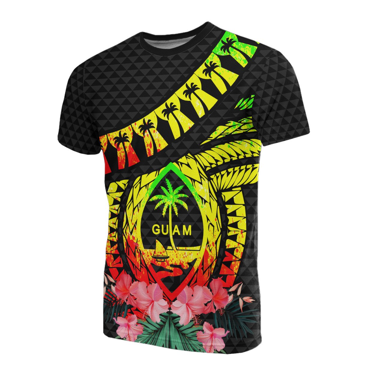 Guam T Shirt Polynesian Pattern Reggae With Hibiscus Unisex Reggae - Polynesian Pride