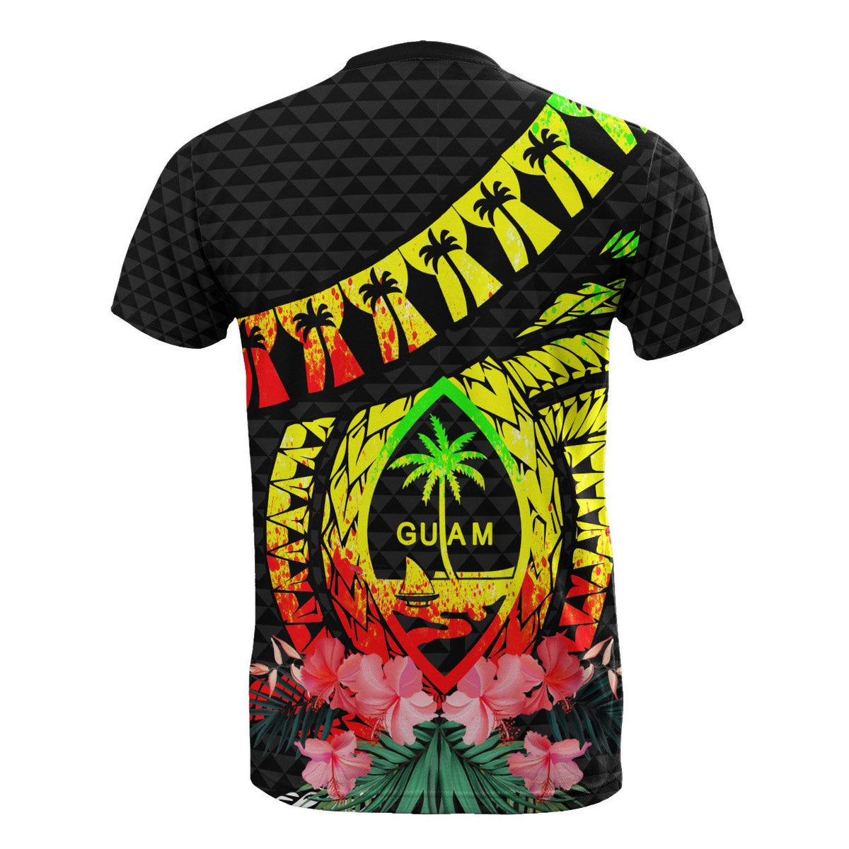 Guam T Shirt Polynesian Pattern Reggae With Hibiscus - Polynesian Pride