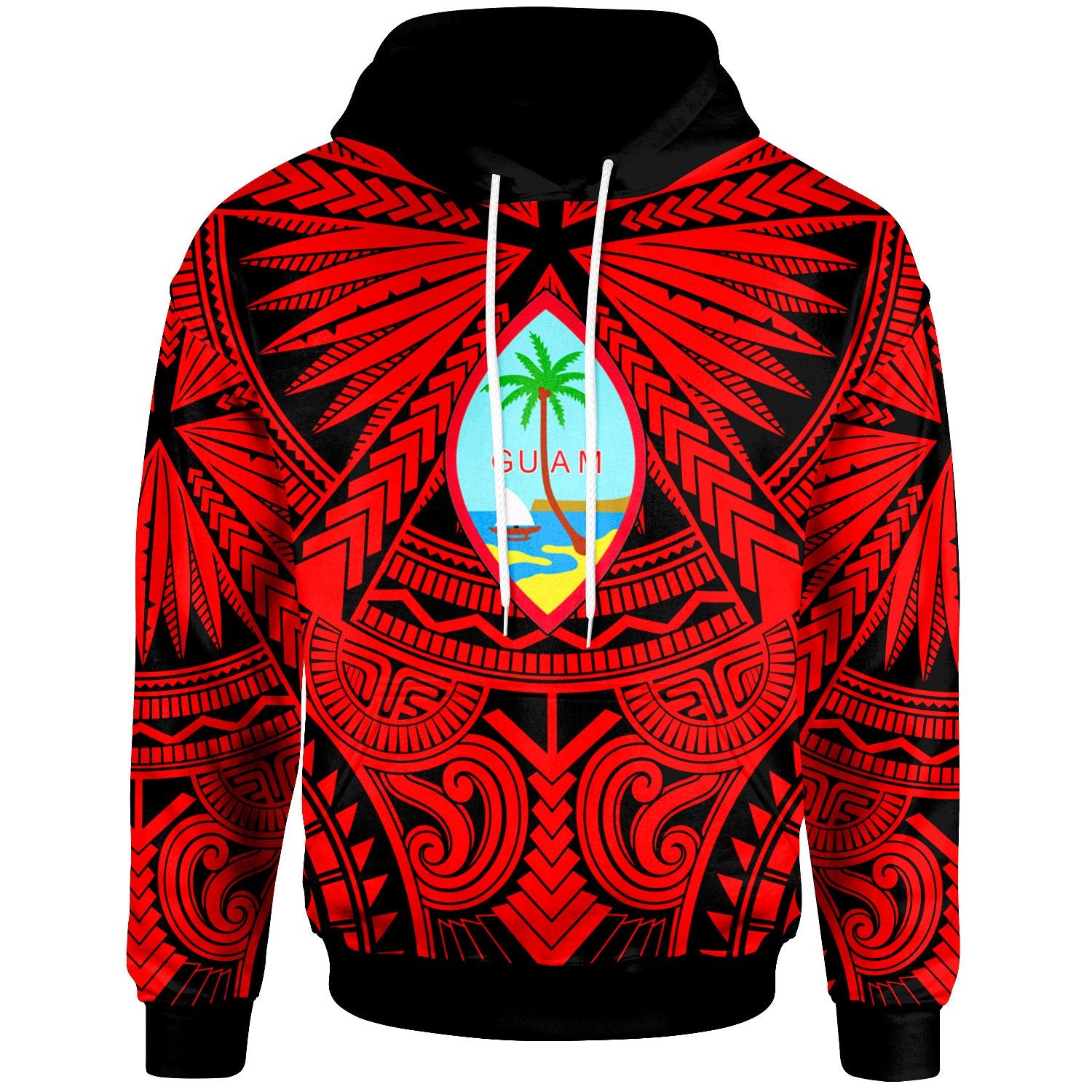 Guam Hoodie Classic Vignette Style Unisex Red - Polynesian Pride