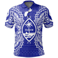 Guam Polo Shirt Guahan Coat Of Arms Map Polynesian Tattoo Blue Unisex Blue - Polynesian Pride