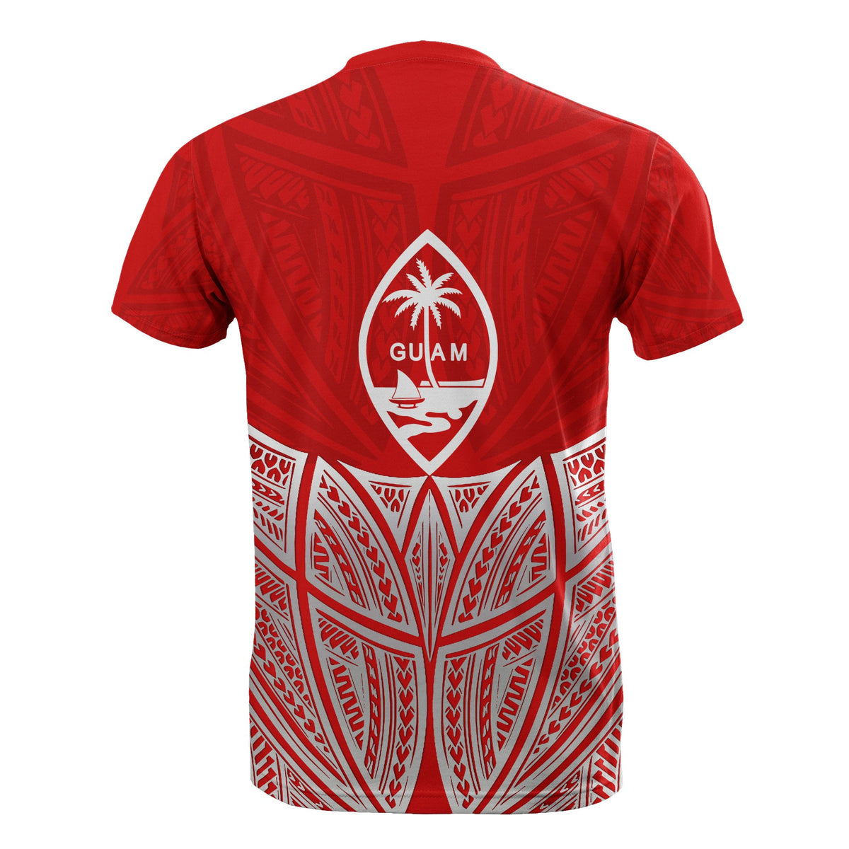 Guam Polynesian Custom T Shirt Red Pride Map and Seal - Polynesian Pride