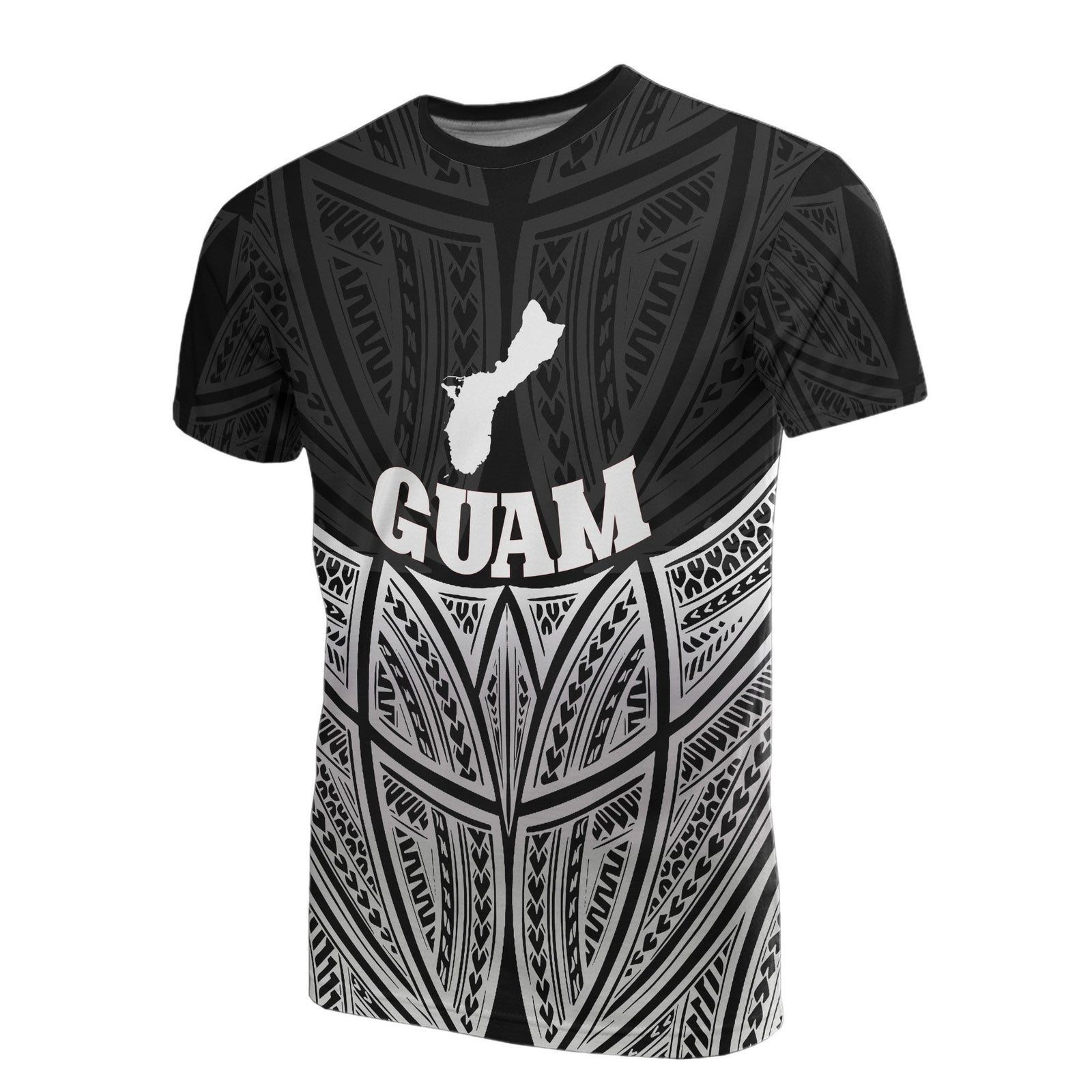 Guam Polynesian T Shirt Black Pride Map and Seal Unisex Black - Polynesian Pride