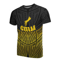 Guam Polynesian T Shirt Gold Pride Map and Seal Unisex Gold - Polynesian Pride