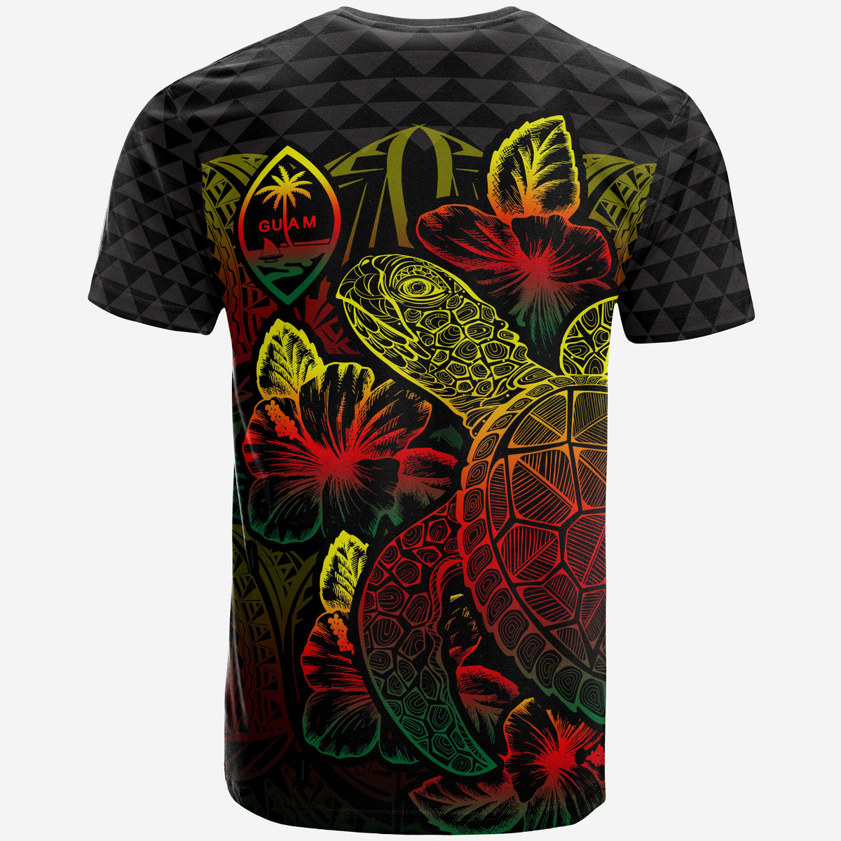 Guam T Shirt Guam Coat of Arms Turtle Hibiscus Reggae - Polynesian Pride