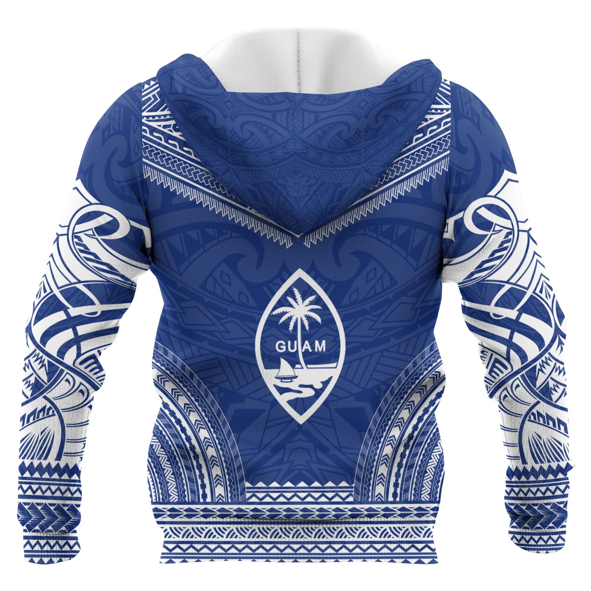 Guam Polynesian Chief Custom Zip up Hoodie Flag Version Unisex Blue - Polynesian Pride