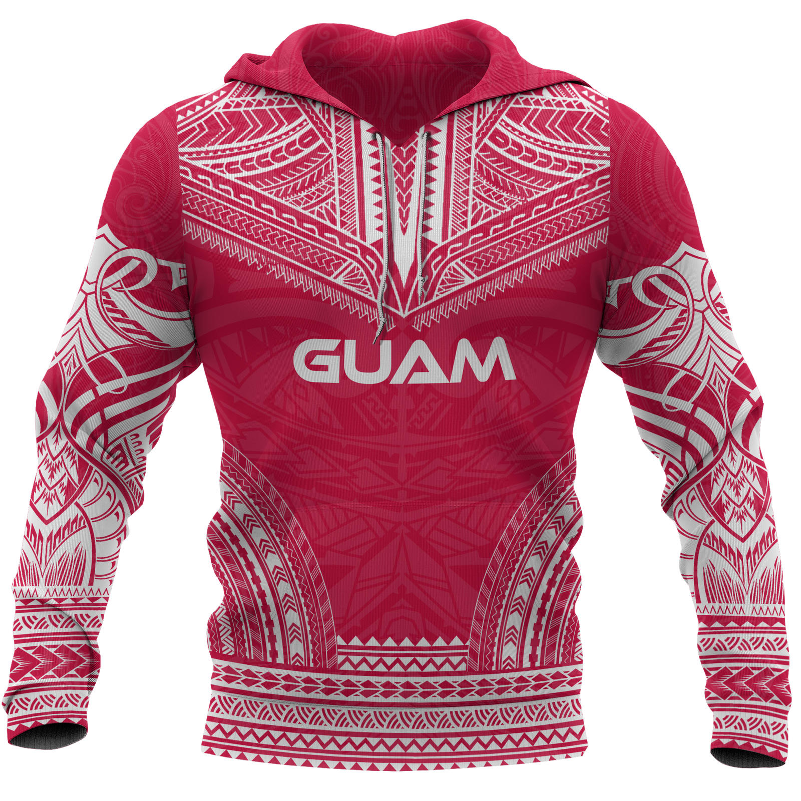 Guam Polynesian Chief Hoodie Red Version Unisex Red - Polynesian Pride