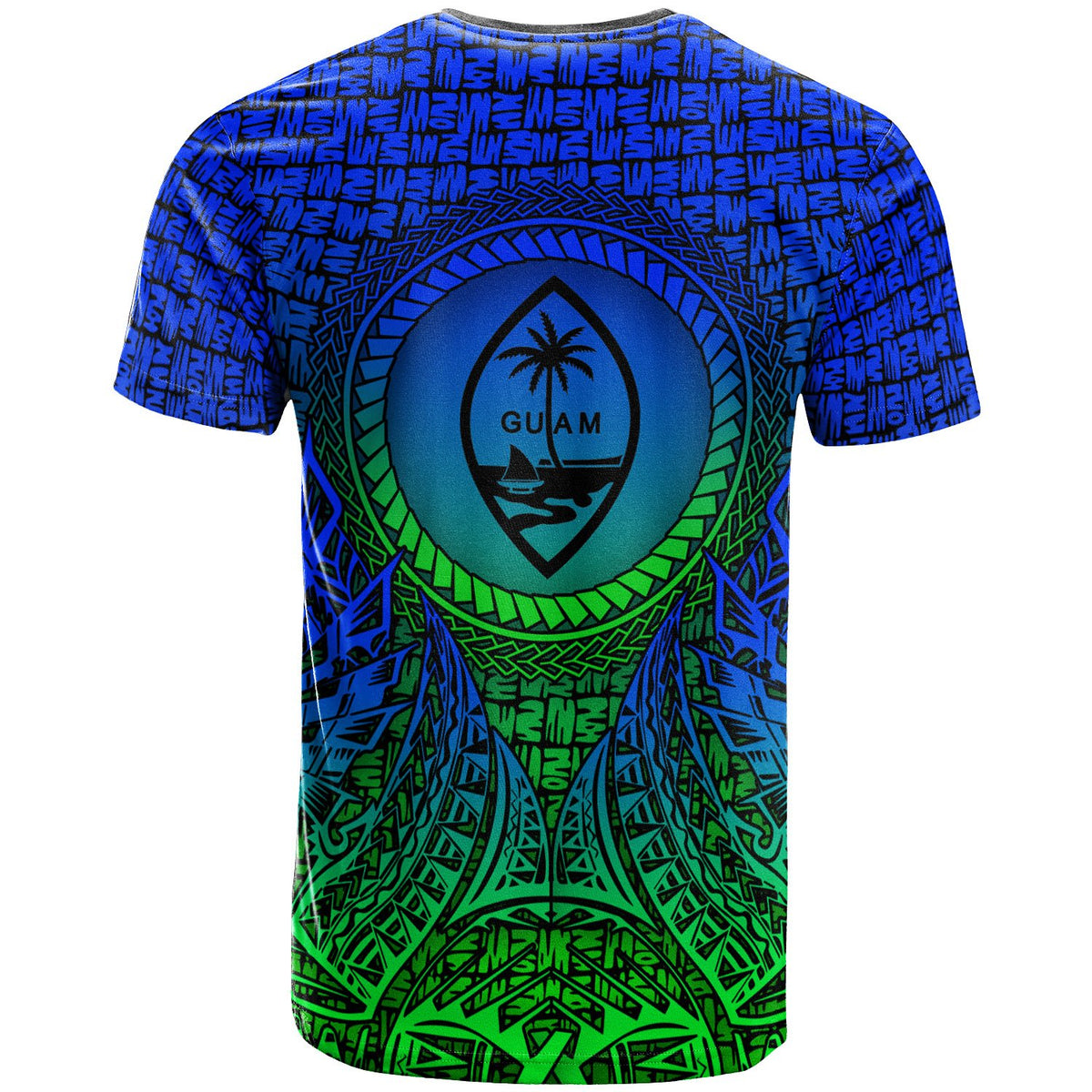 Guam T Shirt Circle Pattern Blue - Polynesian Pride