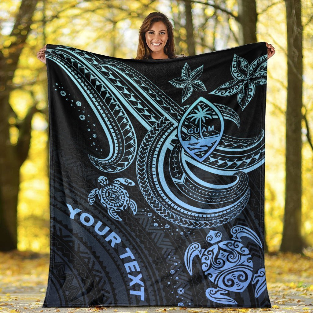 Guam Custom Personalised Premium Blanket - Blue Turtle - Polynesian Pride